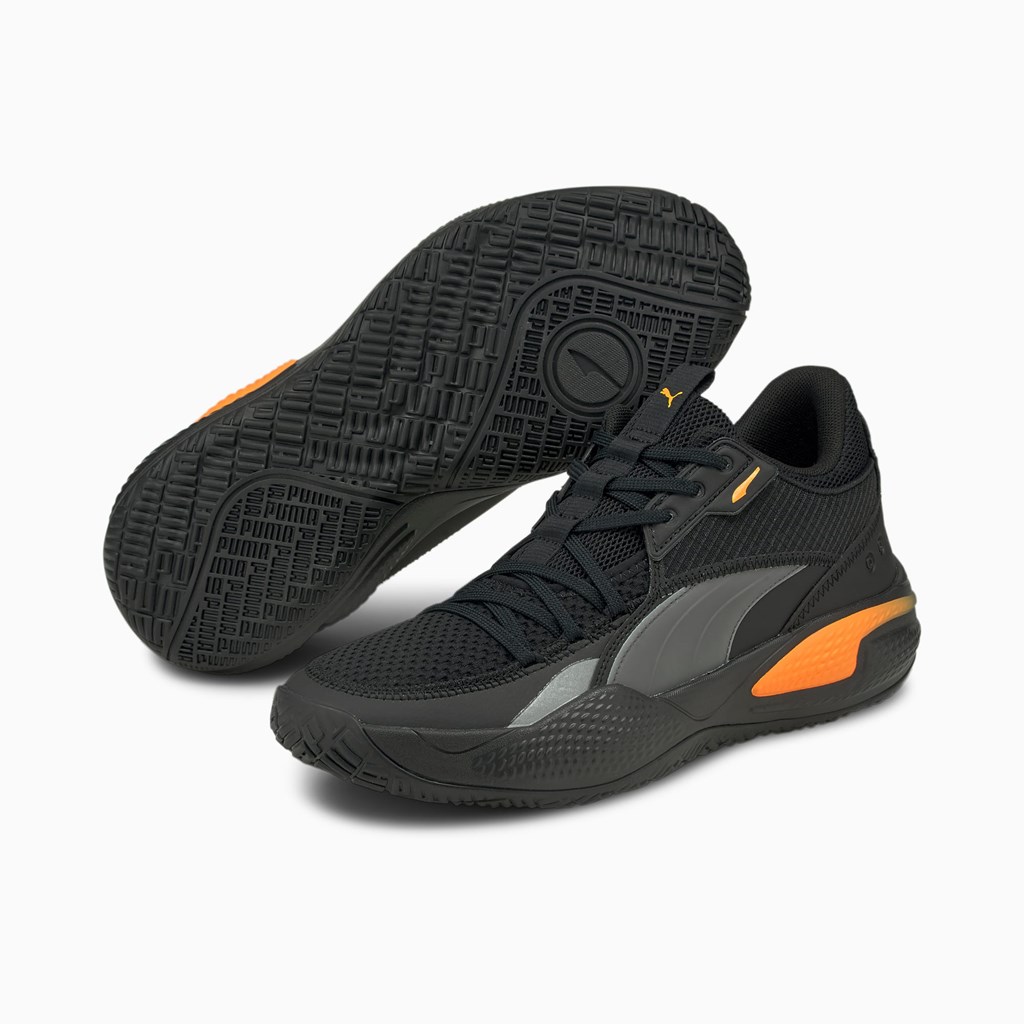 Chaussure De Basketball Puma Court Rider Pop Femme Noir Orange | 5364970-UH