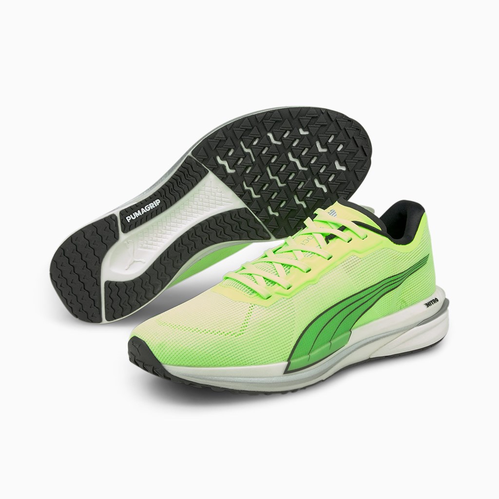 Chaussures Running Puma Velocity NITRO Homme Vert Noir Argent | 5230847-AR