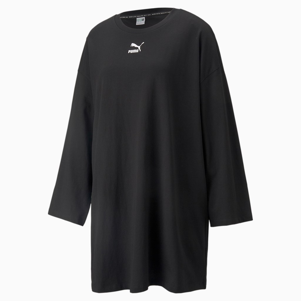 Robe Puma Classics Long Sleeve Tee Femme Noir | 7394806-FT