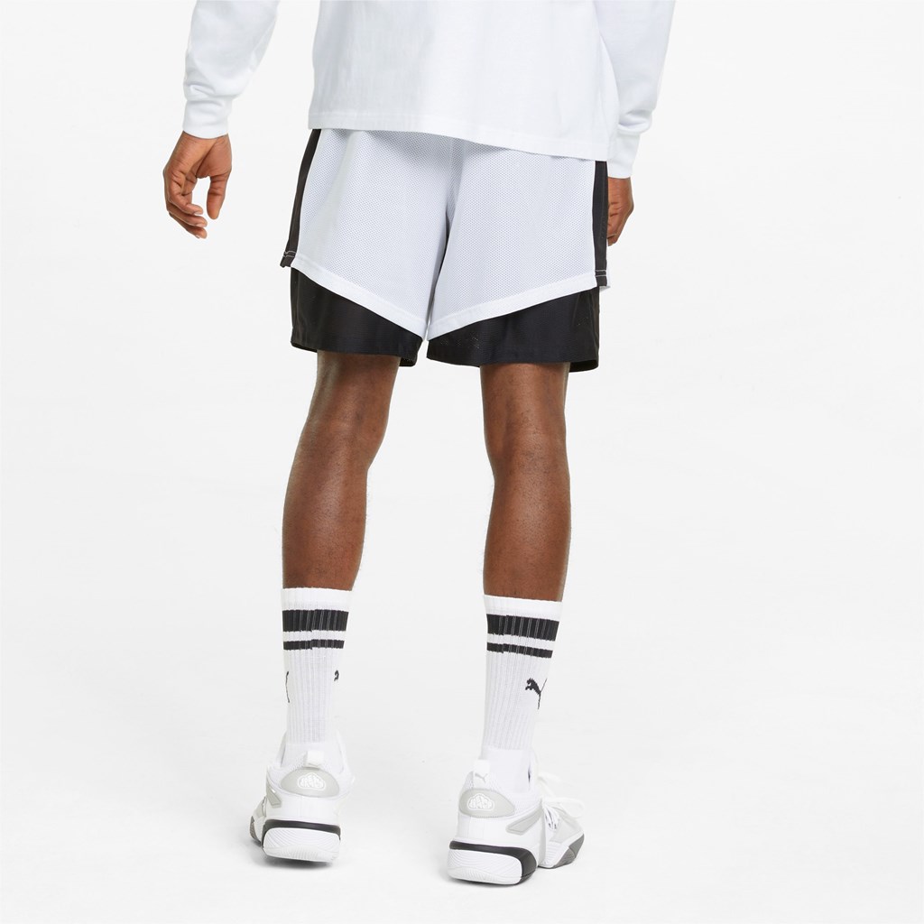 Shorts Puma Pick and Roll Basketball Homme Blanche Noir | 1834672-RX