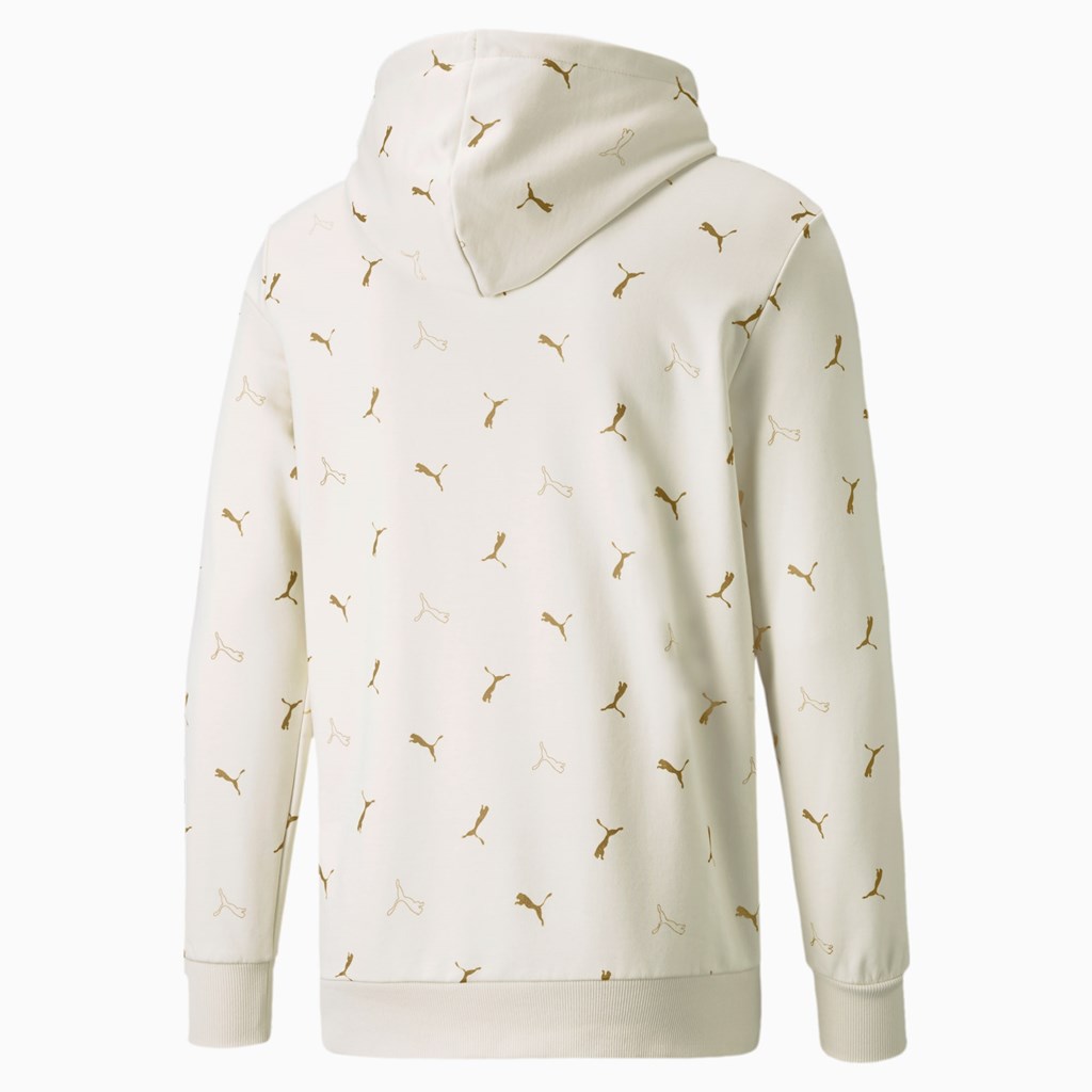 Sweat À Capuche Puma CG Printed French Terry Homme Ivory Glow | 8936571-VR