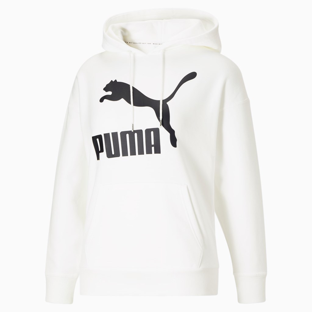 Sweat À Capuche Puma Classics Logo Femme Blanche Noir | 4167823-UL