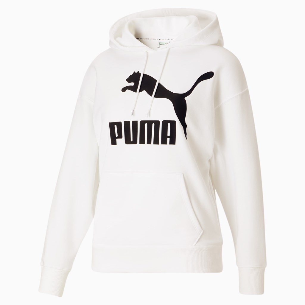 Sweat À Capuche Puma Classics Logo Femme Blanche Noir | 9156270-PQ