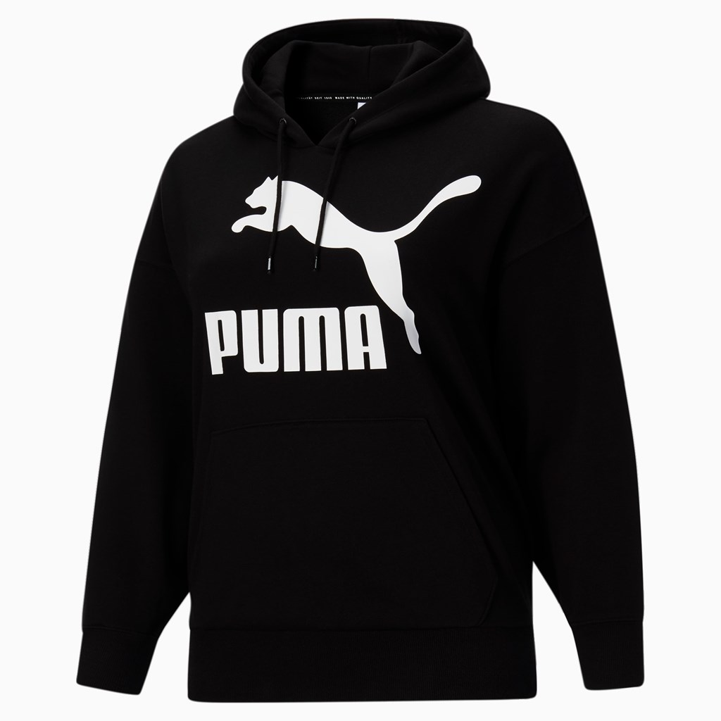 Sweat À Capuche Puma Classics Logo PL Femme Noir | 8074325-DU