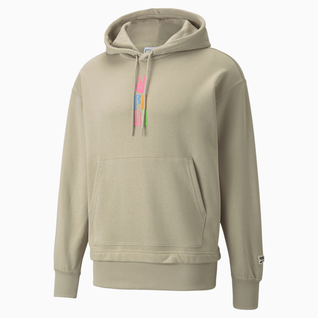 Sweat À Capuche Puma Downtown Graphic French Terry Homme Vert | 1450673-CX