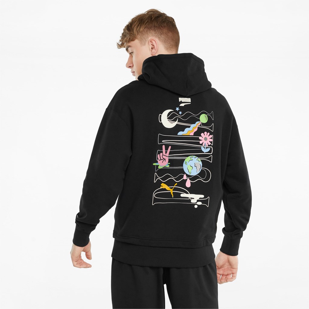 Sweat À Capuche Puma Downtown Graphic French Terry Homme Noir | 5901273-ID