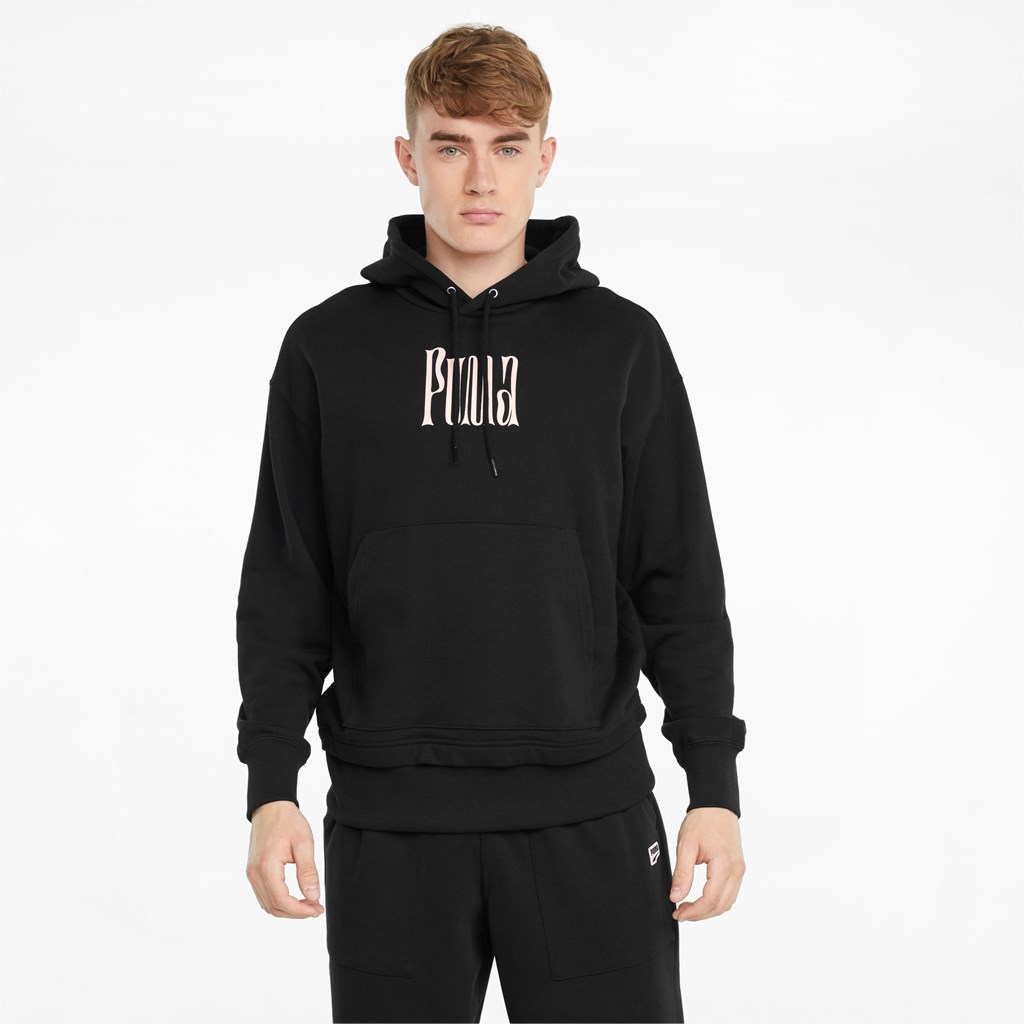 Sweat À Capuche Puma Downtown Graphic French Terry Homme Noir | 5901273-ID