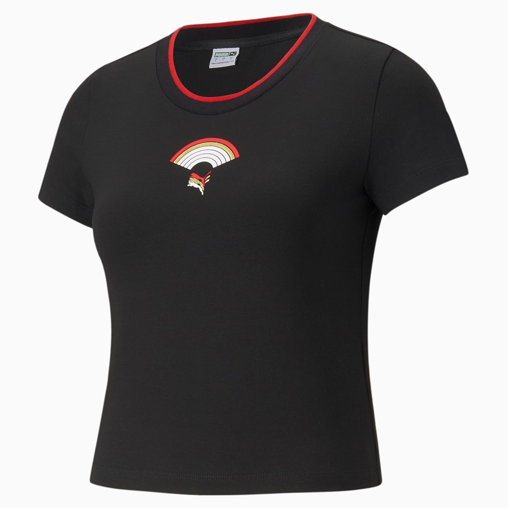 T Shirt Running Puma AS Fitted Femme Noir | 0783295-BF