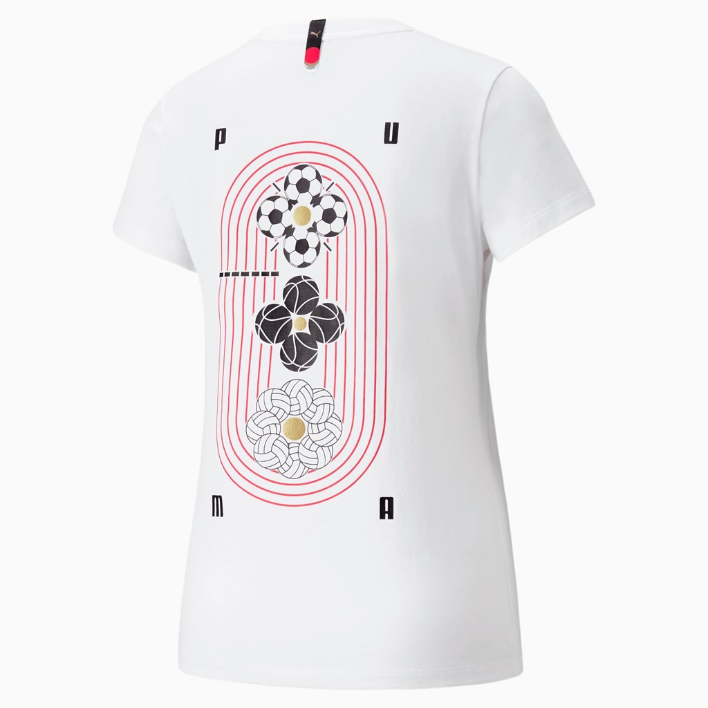 T Shirt Running Puma AS Graphic Femme Blanche | 8215467-XZ