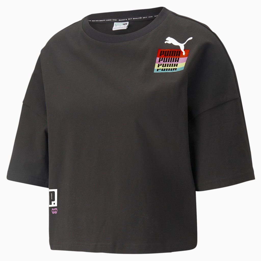 T Shirt Running Puma Brand Love Oversized Femme Noir | 3254910-IC