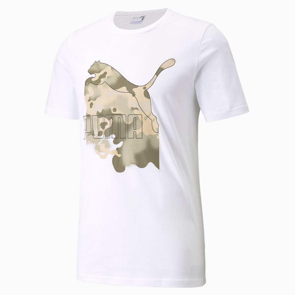 T Shirt Running Puma Classics Graphics Homme Blanche | 1852046-QJ