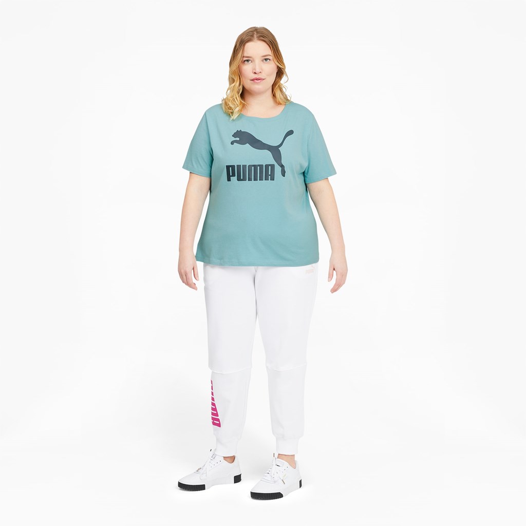 T Shirt Running Puma Classics Logo PL Femme Porcelain | 3012586-MS
