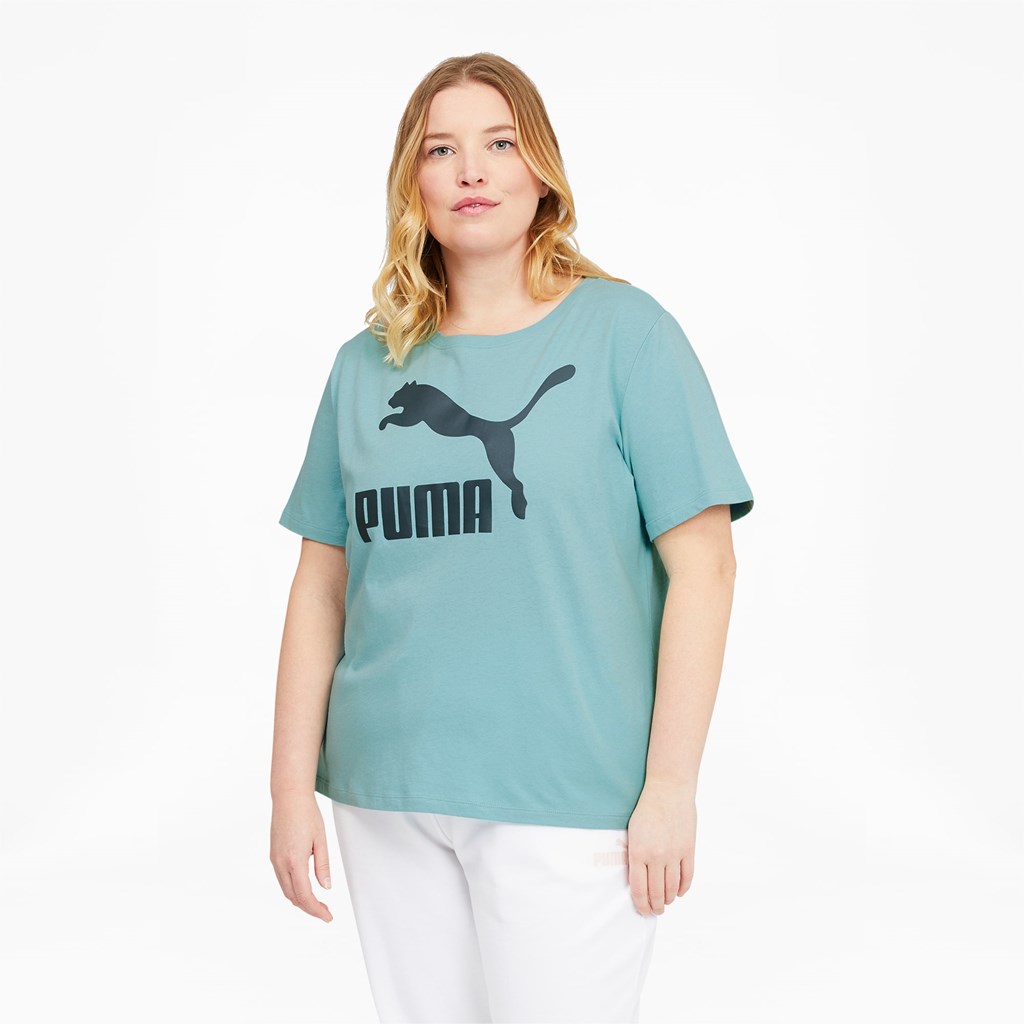 T Shirt Running Puma Classics Logo PL Femme Porcelain | 3012586-MS