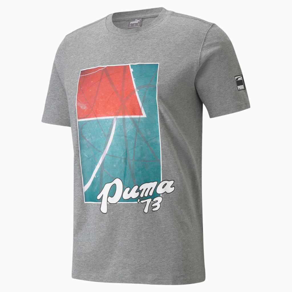 T Shirt Running Puma Clutch Corta Sleeve Basketball Homme Medium Gray Heather | 5217409-AO