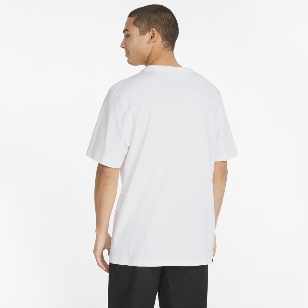 T Shirt Running Puma Downtown Homme Blanche | 1053978-HY