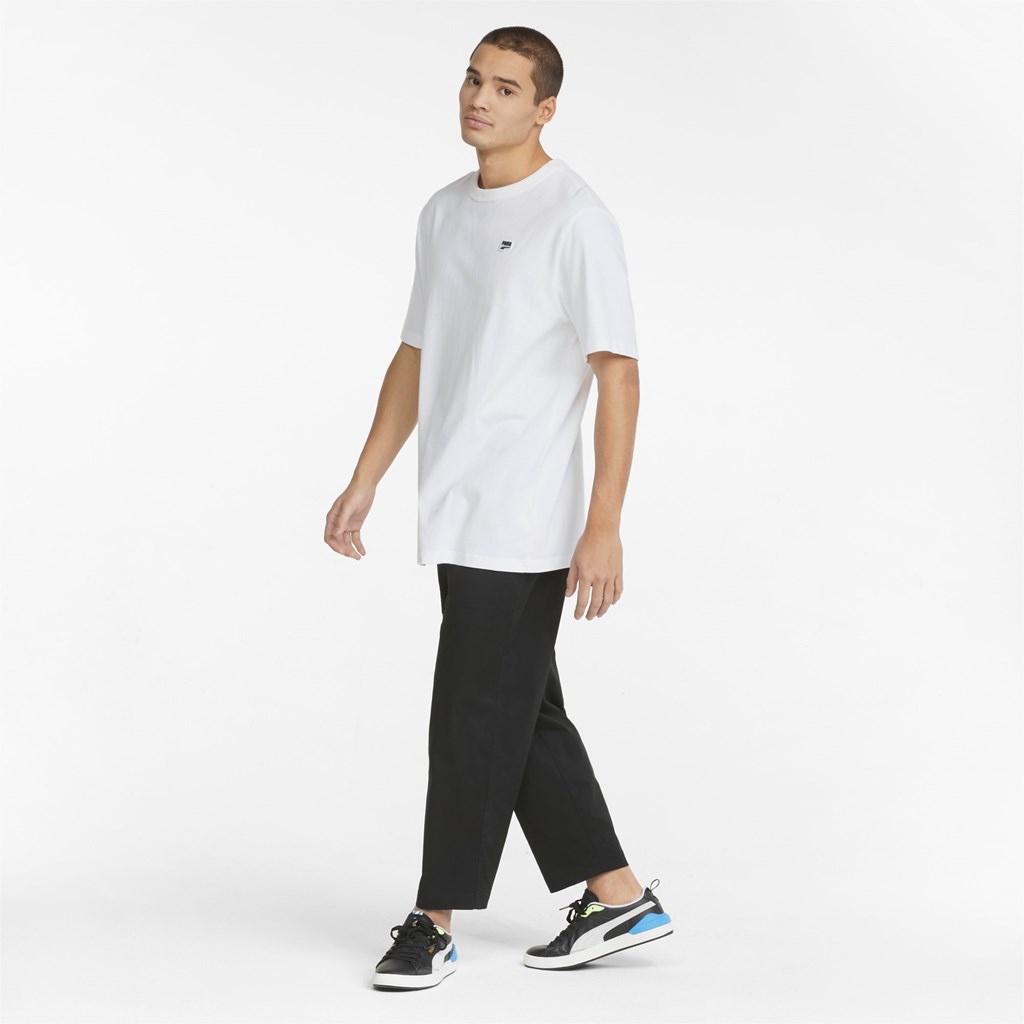 T Shirt Running Puma Downtown Homme Blanche | 1053978-HY