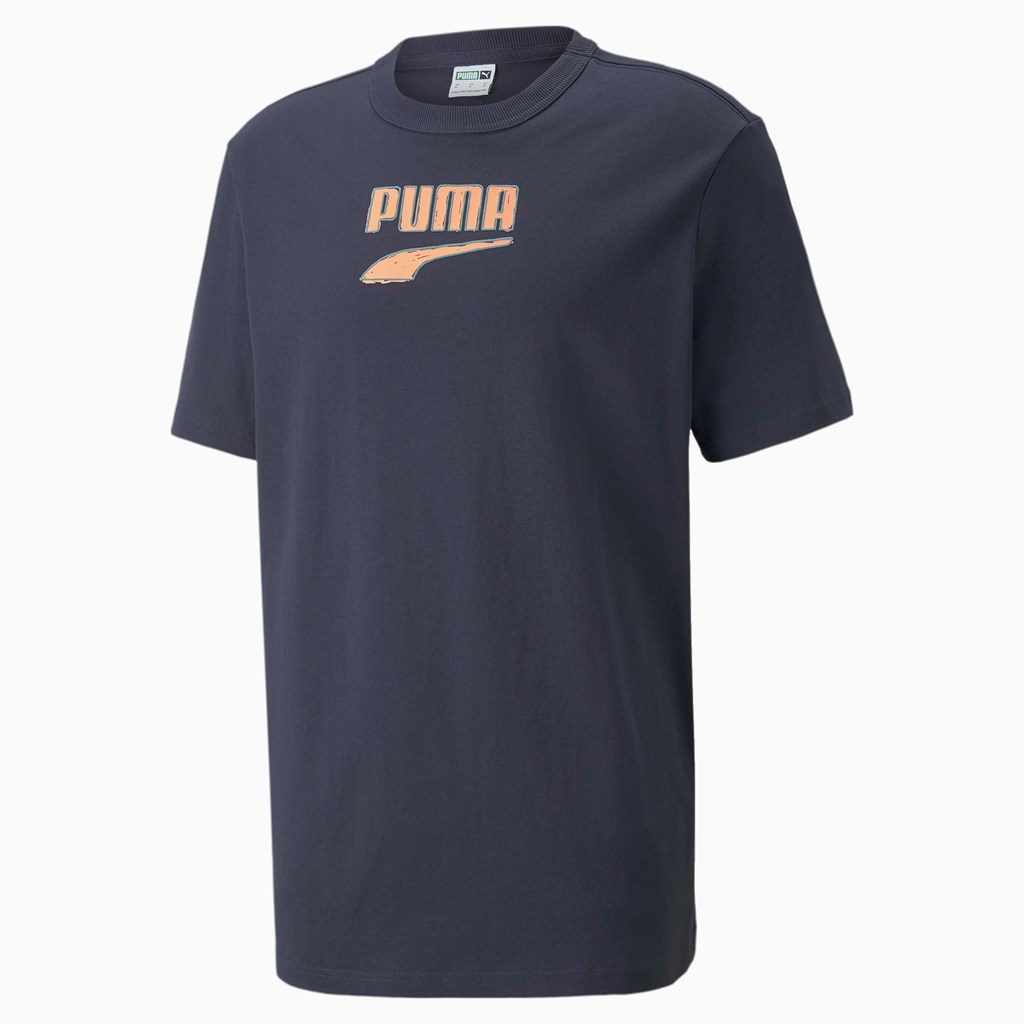 T Shirt Running Puma Downtown Logo Crew Neck Homme Parisian Night | 8239564-ND