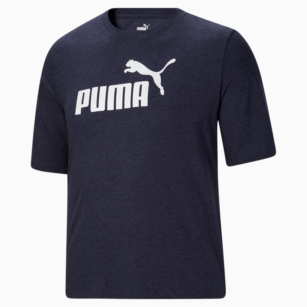 T Shirt Running Puma Essentials Heathe BT Homme Peacoat | 3046928-TS