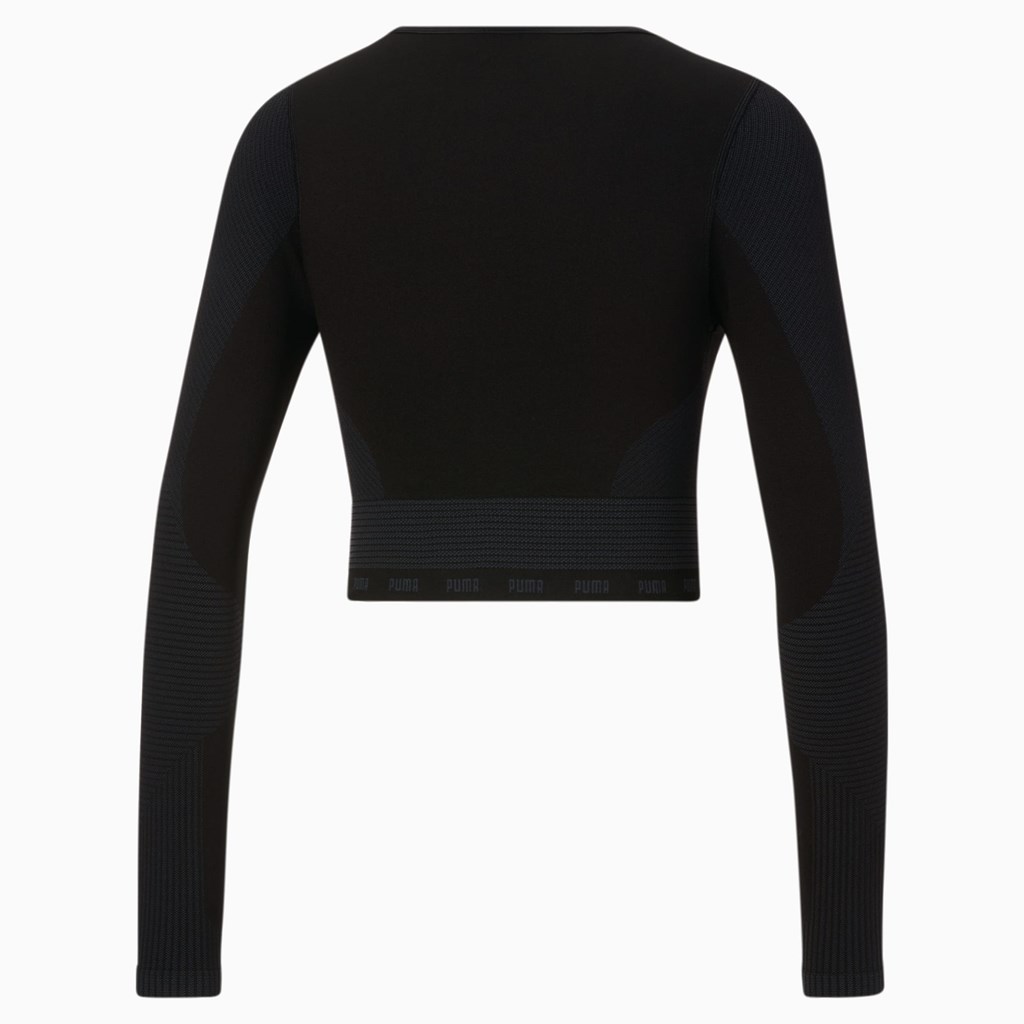 T Shirt Running Puma FORMKNIT SEAMLESS Long Sleeve Course Femme Noir | 9043825-IQ