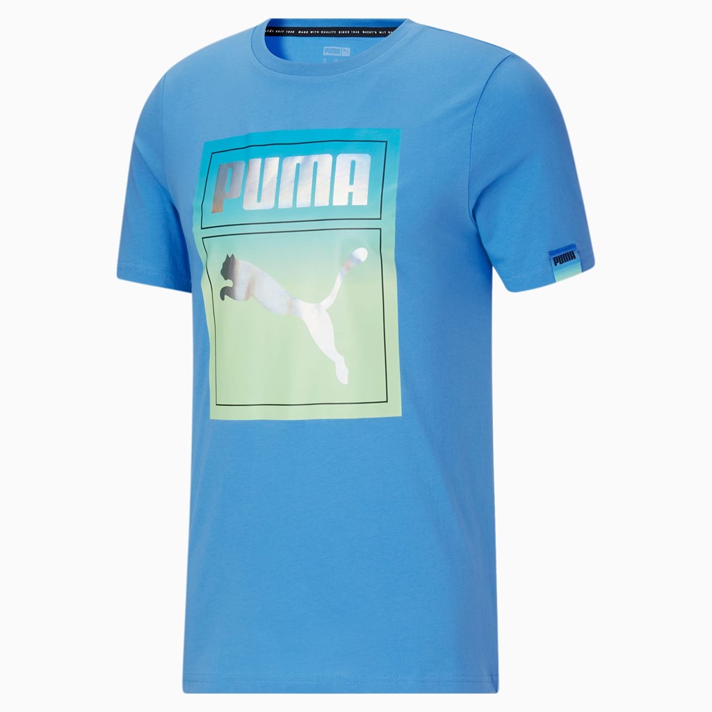 T Shirt Running Puma Lightsense Box Logo Homme Bleu Azur | 4976512-QK