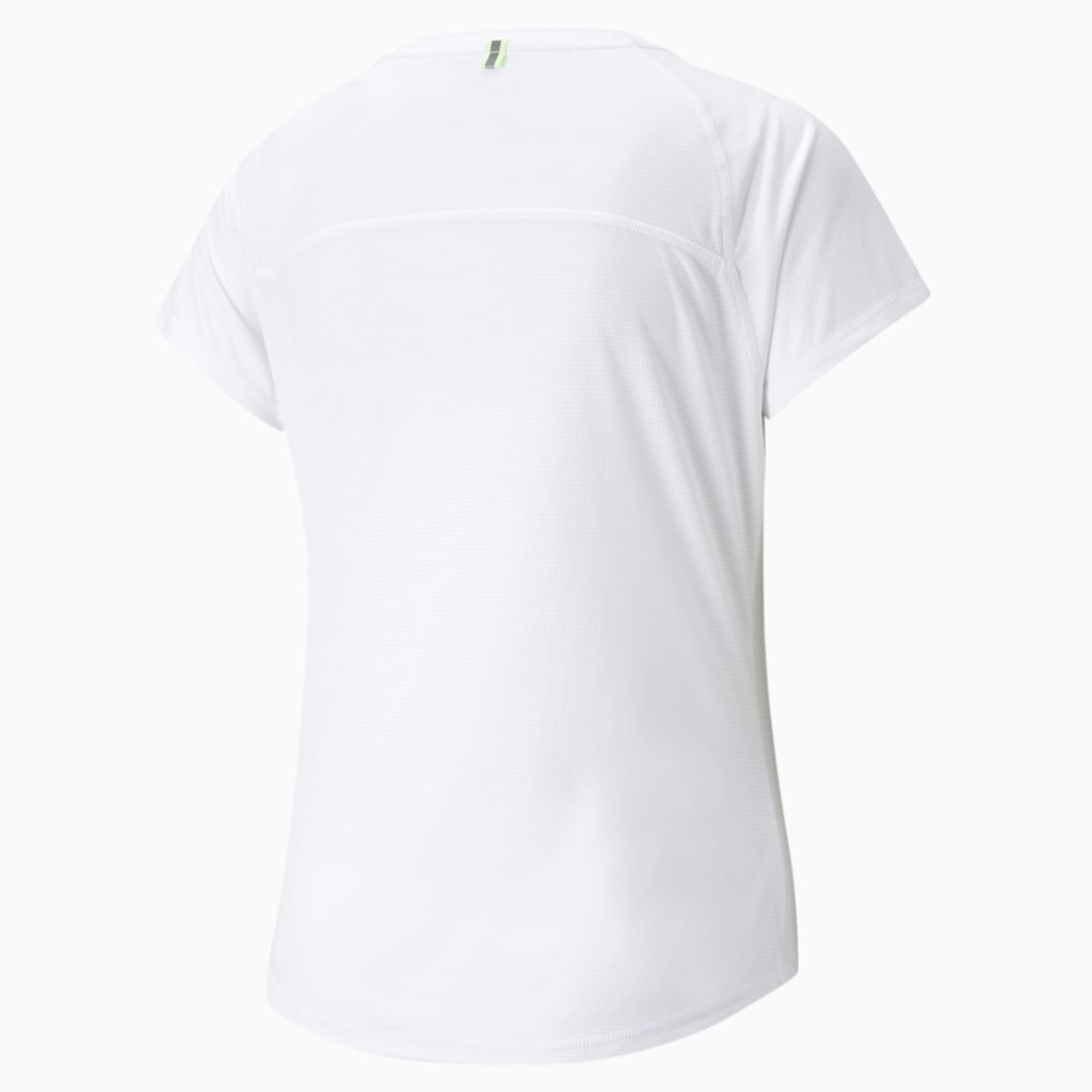 T Shirt Running Puma Logo Corta Sleeve Femme Blanche | 3295186-NG
