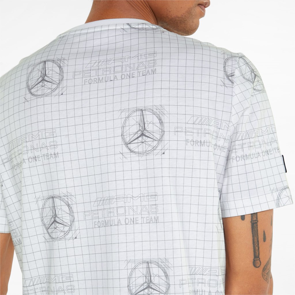 T Shirt Running Puma Mercedes F1 Printed Logo Homme Blanche | 8623179-TM