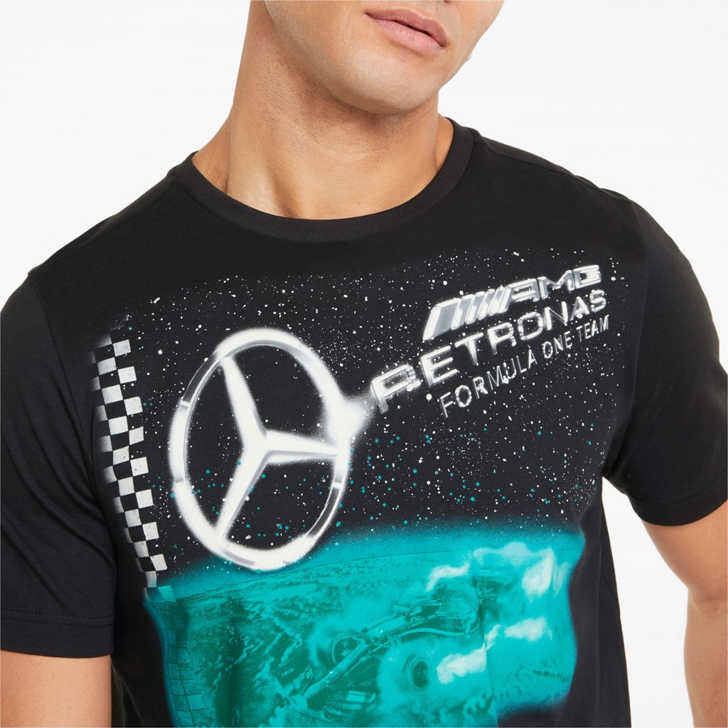 T Shirt Running Puma Mercedes F1 Vintage Homme Noir | 1596204-OY