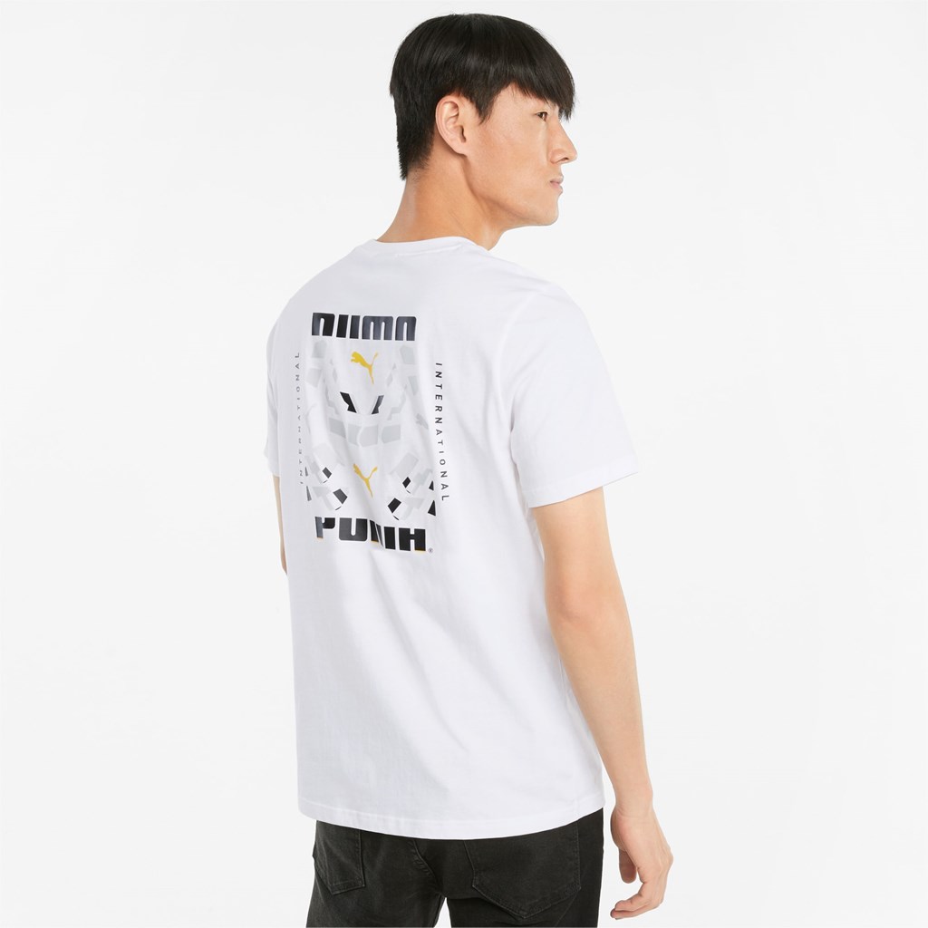 T Shirt Running Puma PUMA International Graphic Homme Blanche | 0695187-NF