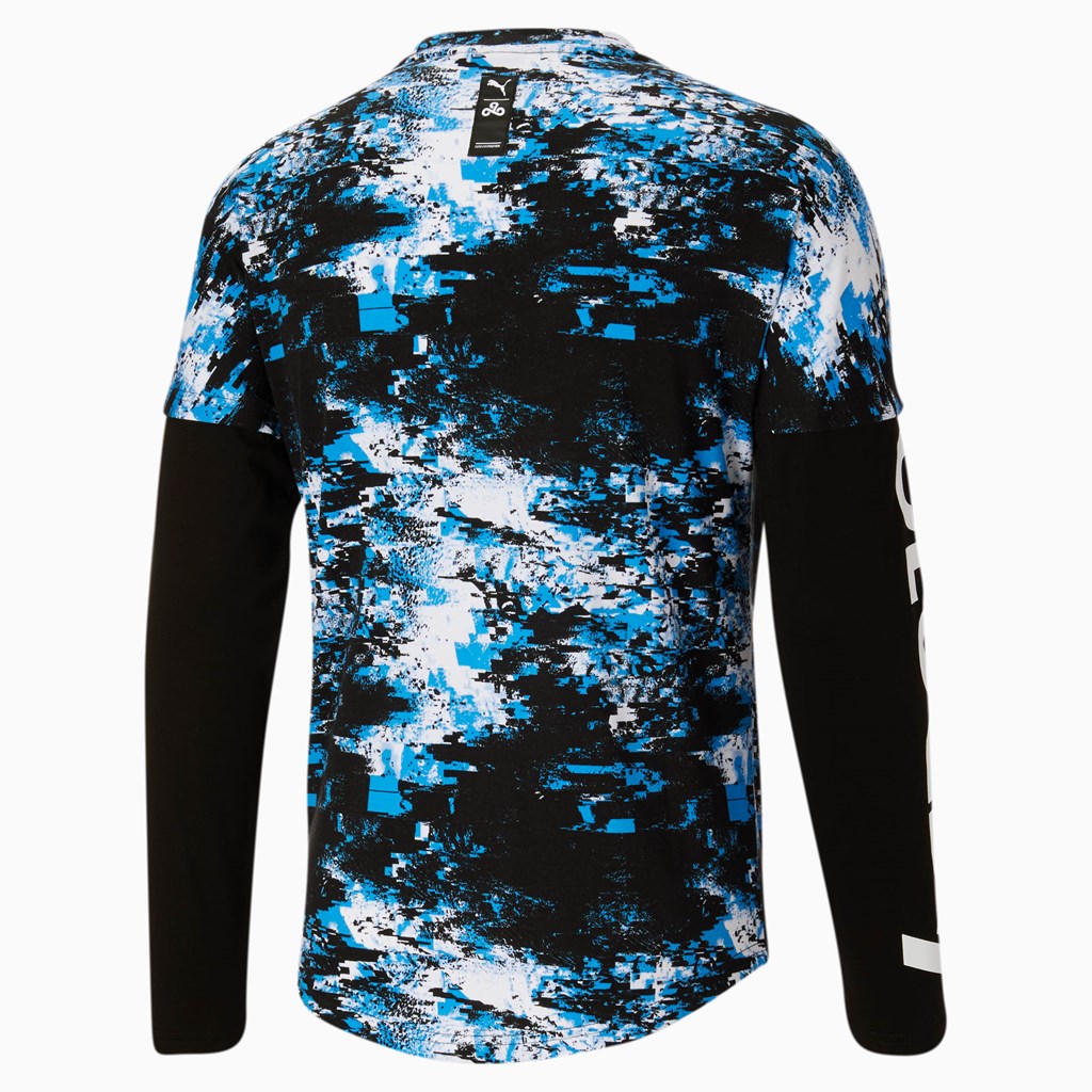 T Shirt Running Puma PUMA x CLOUD9 Printed Graphic Long Sleeve Esports Homme Blanche Noir | 8652107-SK