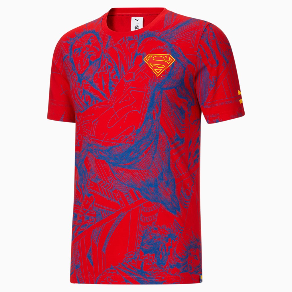 T Shirt Running Puma PUMA x DC Justice League Superman AOP Homme Rouge | 4309127-SN