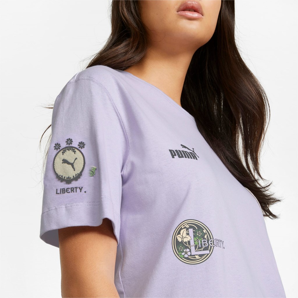 T Shirt Running Puma PUMA x LIBERTY Badge Femme Pastel Lilac | 1854239-SB
