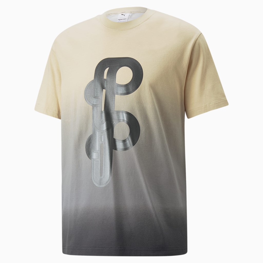 T Shirt Running Puma PUMA x PRONOUNCE Graphic Homme Pebble | 9045726-YO