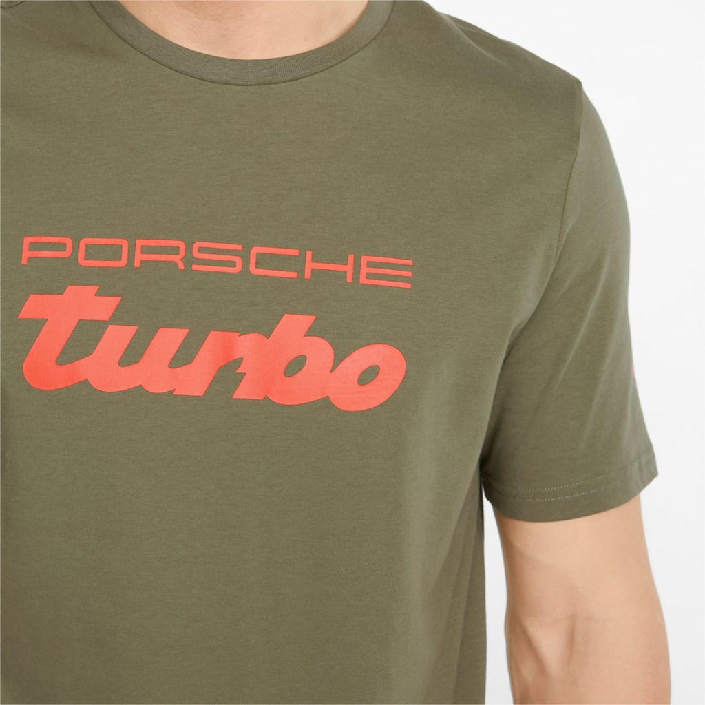 T Shirt Running Puma Porsche Legacy Logo Homme Vert Foncé | 9317862-TC