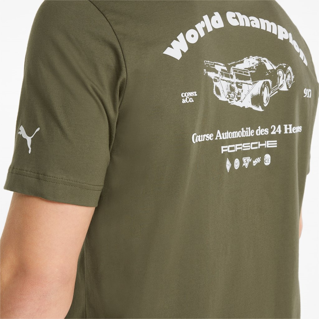 T Shirt Running Puma Porsche Legacy Statement Homme Vert Foncé | 9823170-UD