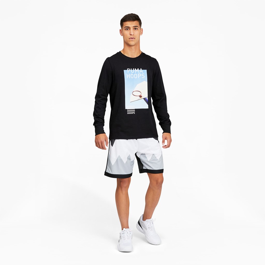 T Shirt Running Puma Timeout Long Sleeve Basketball Homme Noir | 8956214-AH