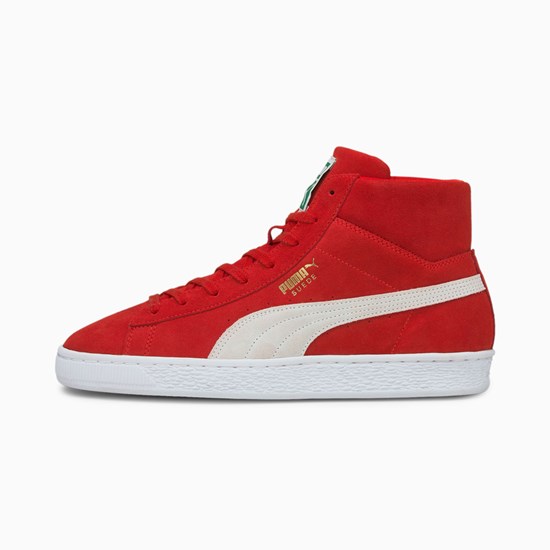 Baskets Puma Suede Mid XXI Homme Rouge Blanche | AMSVO7856