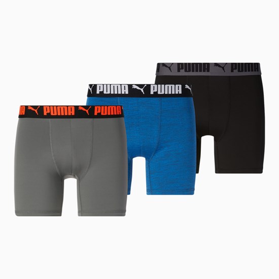 Briefs Puma Athlétiques Boxer Briefs [3 Pack] Homme Bleu Grise | 7306425-BA