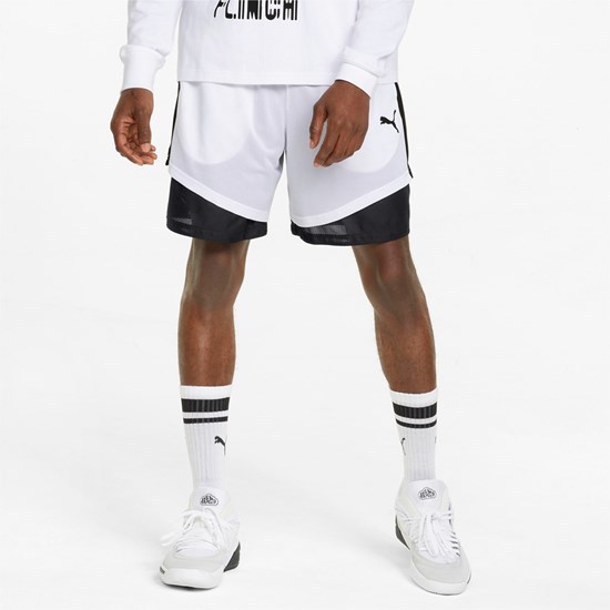Shorts Puma Pick and Roll Basketball Homme Blanche Noir | 1834672-RX