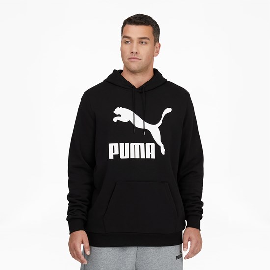 Sweat À Capuche Puma Classic Logo Hoodie FL BT Homme Noir Blanche | 5107489-WC
