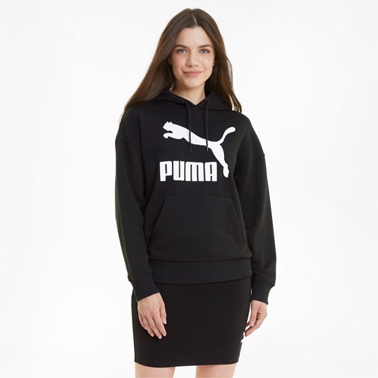Sweat À Capuche Puma Classics Logo Femme Noir | 4157903-LZ