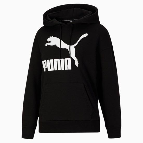 Sweat À Capuche Puma Classics Logo Femme Noir Blanche | 4973182-CW