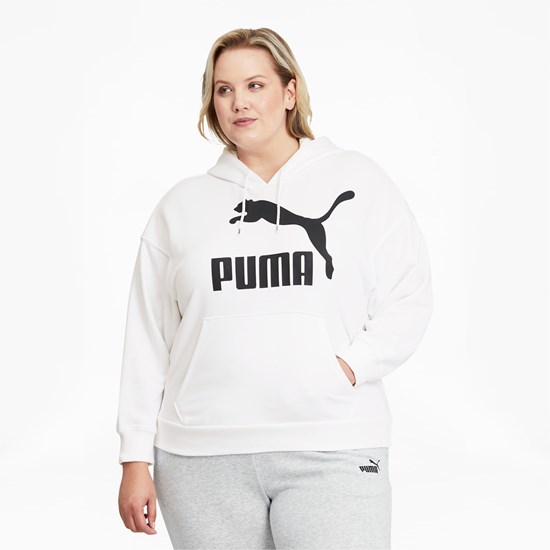 Sweat À Capuche Puma Classics Logo PL Femme Blanche Noir | 7589436-WG