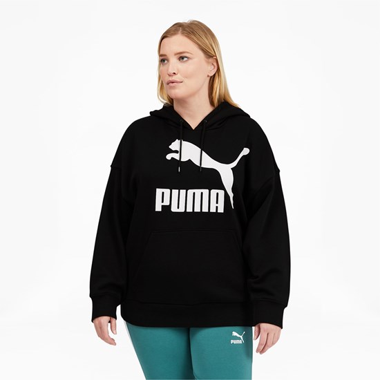 Sweat À Capuche Puma Classics Logo PL Femme Noir | 8074325-DU