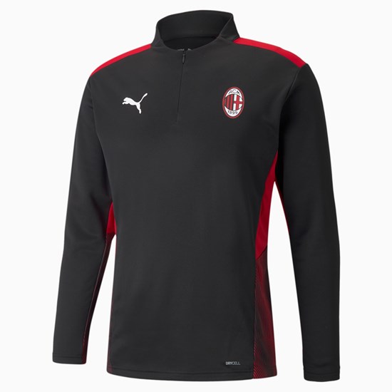 T Shirt Running Puma AC Milan Course Quarter-Zip Soccer Homme Noir Rouge | 3712945-BI