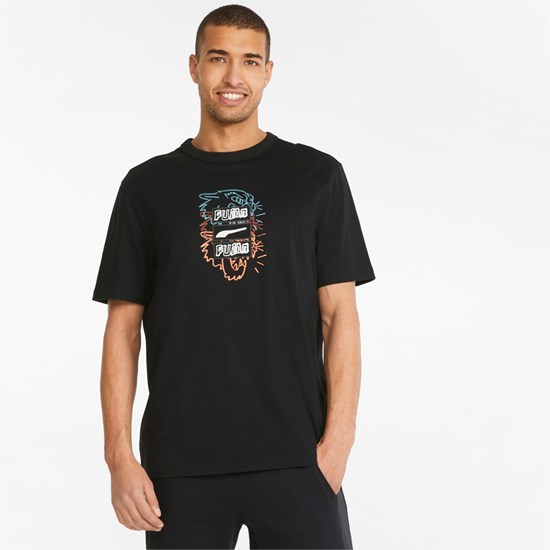 T Shirt Running Puma BTL Graphic Homme Noir | 7913048-KP