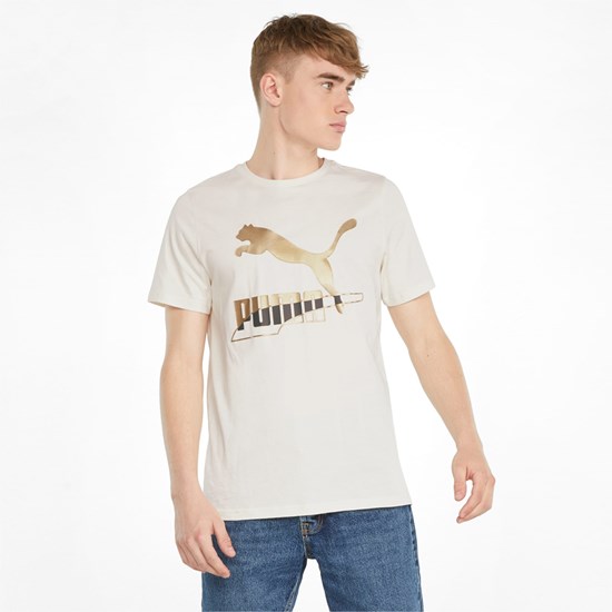 T Shirt Running Puma Classics Graphics Homme Ivory Glow | 3541069-LI