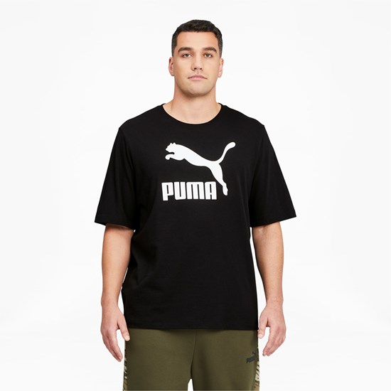T Shirt Running Puma Classics Logo BT Homme Noir Blanche | 8295630-EW