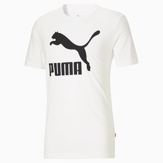 T Shirt Running Puma Classics Logo Homme Blanche Noir | 9273861-LW
