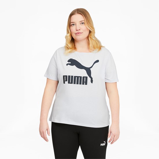 T Shirt Running Puma Classics Logo PL Femme Arctic Ice | 3617524-FX