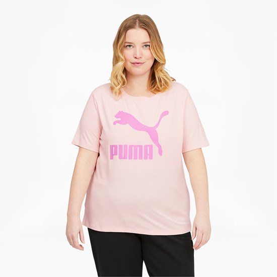 T Shirt Running Puma Classics Logo PL Femme Rose | 3958612-RS